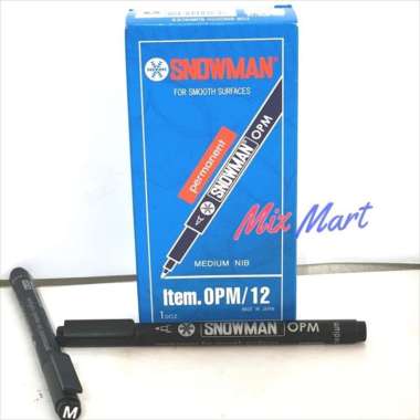 OHP Pen Snowman OPM / 12 Medium proyektor mika hitam