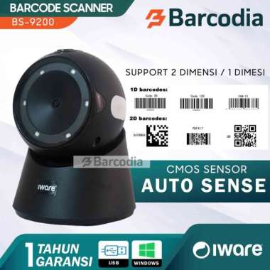 2D OMNI BARCODE SCANNER IWARE BS - 9200 USB ( QR CODE / PDF417 / EFAKTUR ) HITAM