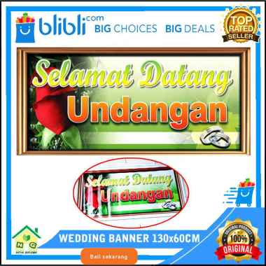 Nasya Gaulcomp Banner Poster Pernikahan Dekorasi Hiasan Background Wedding Party Pre Wedding Tulisan Ucapan Selamat Datang Mohon Doa Restu SDU 130X60CM