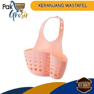 Rak Gantungan Keran Air Keranjang Tempat Sabun Spons Kran Wastafel Cuci Piring pink