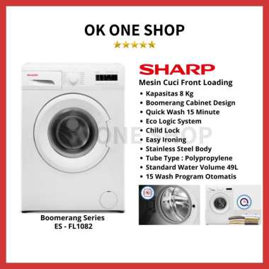 SHARP ES-FL1082 MESIN CUCI FRONT LOADING 8.5kg / ESFL-1082 [Jadetabek]