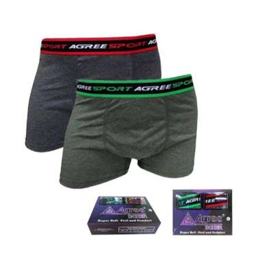 1 Box Isi 2 Pcs Agree 6603 | CD / Celana Dalam Boxer Pria Dewasa Super Soft Cool and Comfort M