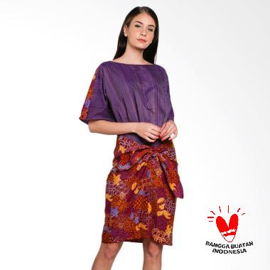 Lombang Batik Tenun Tali Ikat Dress - Ungu