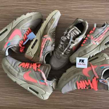 Air Max 90 Off-White Off White Desert Ore || black orange