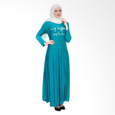 Okechuku Maxi Tangan Panjang Print ... Long Dress Gamis - Toska