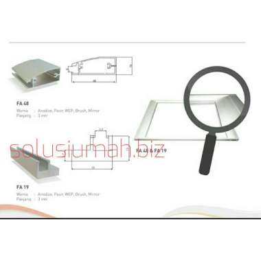 ALUMINIUM PIGURA PANEL LIS KACA set pasang 1M +1m PENGANTI KAYU PROFIL