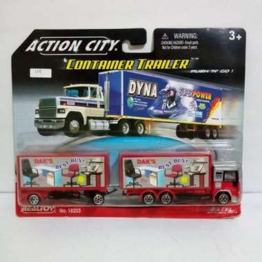 Diecast Action City Truck Gandeng Container Trailer Mobil Mainan