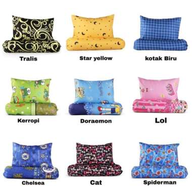 [1 Set] Sarung Bantal dan Sarung Guling Motif Karakter Anak-anak Dewasa Ukuran 45 x 60 cm / Sarung B