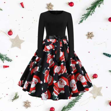 Womens Dress Long Sleeve Xmas Dress 