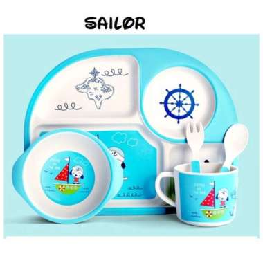 Piring Makan set anak Bamboo / Bamboo Feeding set Baby Owl Snoopy - Snoopy ORIGINAL 100 % Multicolor