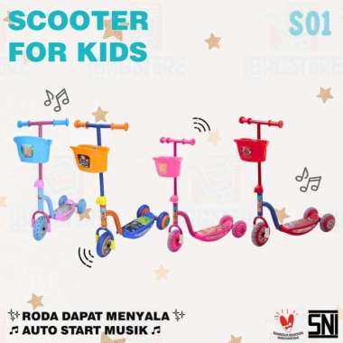 scooter kickboard skuter Anak Otoped Roda 3 nyala anak injak pmb s01 pink biru