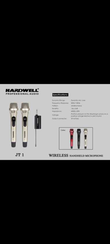 Mic Wireless HARDWELL JT 1 / JT1 (ORIGINAL) 2 Mic Handheld