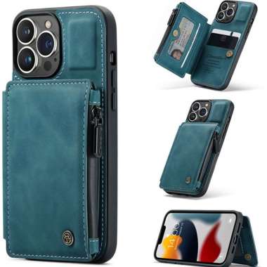 CASEME C20 Apple Iphone 13 Pro Case Wallet Multi slot Green Army