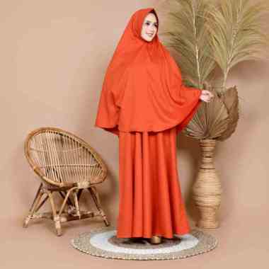 GAMIS + KERUDUNG POLOS PANJANG SYARI | BAJU MUSLIM IBU PENGAJIAN M MERAH BATA