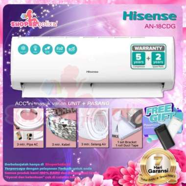 AC HISENSE 2 PK AN18CDG HEMAT ENERGI + INSTALASI PEMASANGAN unit + pasang