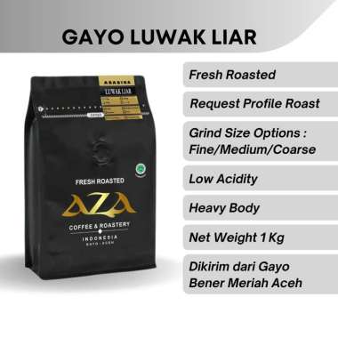 AZA Coffee Kopi Luwak Liar Arabika Aceh Gayo 1Kg Bersertifikat Asli Premium Bubuk Halus