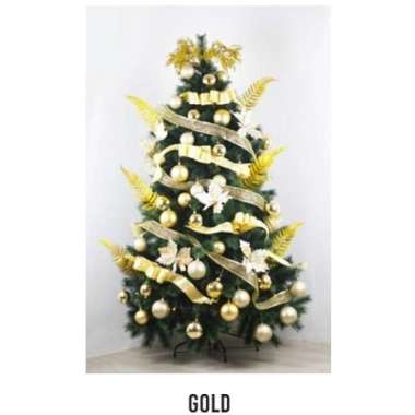 Paket Hiasan Pohon Natal 8-9 Feet-Tema Warna (240CM - 270CM) GOLD