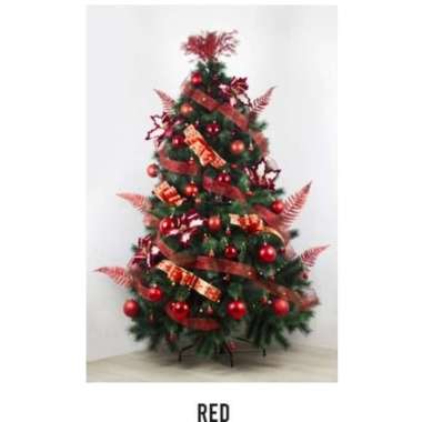 Paket Hiasan Pohon Natal 8-9 Feet-Tema Warna (240CM - 270CM) RED