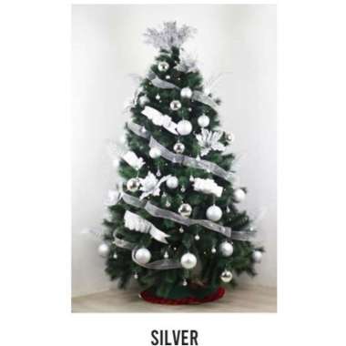 Paket Hiasan Pohon Natal 8-9 Feet-Tema Warna (240CM - 270CM) SILVER
