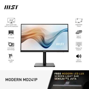MSI Modern MD241P - 24inch IPS FHD 75Hz Type-C Built-in Speaker - Gaming Monitor
