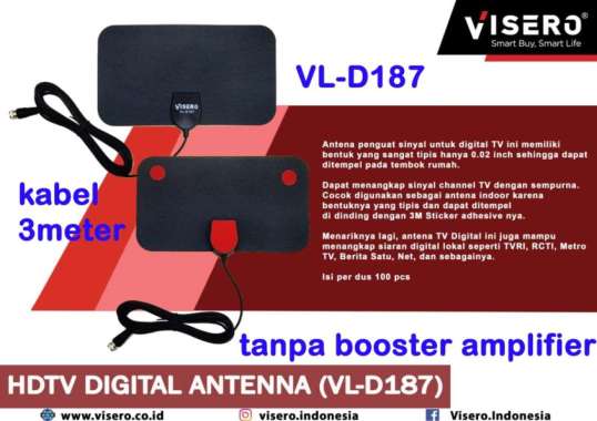 VISERO VL-D187 ANTENA TV DIGITAL dalam INDOOR DVB-T2 4K
