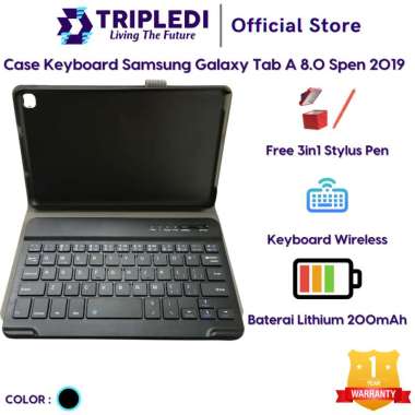 TRIPLEDI Case Keyboard Samsung Galaxy Tab A 8.0 Spen 2019 SM-P200 SM-P205 Wireless Flip Casing Leath