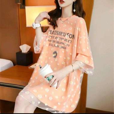 Peace Atasan Oversized Import Baju Wanita Korea Terbaru Blouse Cantik Longgar Orange