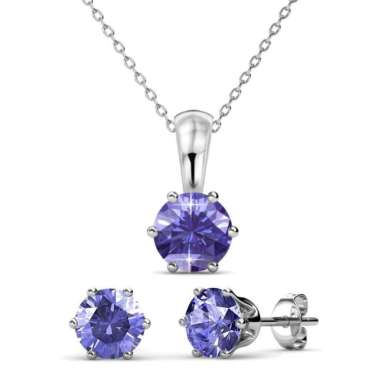 Birth Stone Set (Pendant&Earrings) -Crystal by Her Jewellery Amethyst