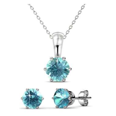 Birth Stone Set (Pendant&Earrings) -Crystal by Her Jewellery Blue Topaz