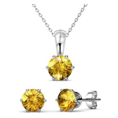 Birth Stone Set (Pendant&Earrings) -Crystal by Her Jewellery Citrine