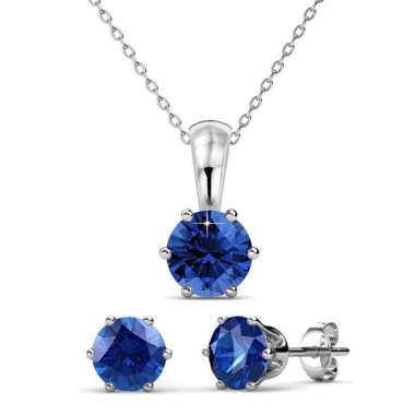 Birth Stone Set (Pendant&Earrings) -Crystal by Her Jewellery Sapphire
