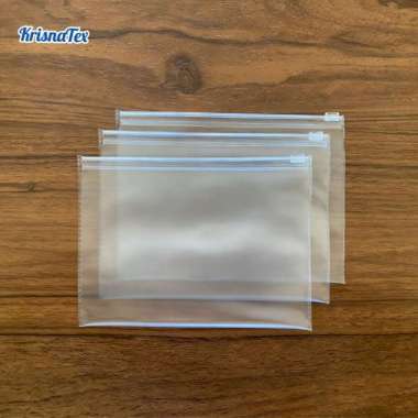 Krisnatex Pouch Zipper Mika PVC Doff 15 x 20 cm - Ziplock Dompet Masker Buram Doff
