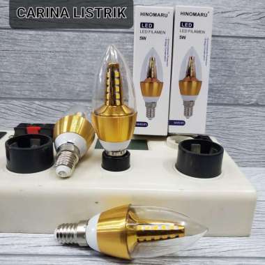 hinomaru Lampu LED Candle 5w 5 watt e14 KUNING filamen 3000K