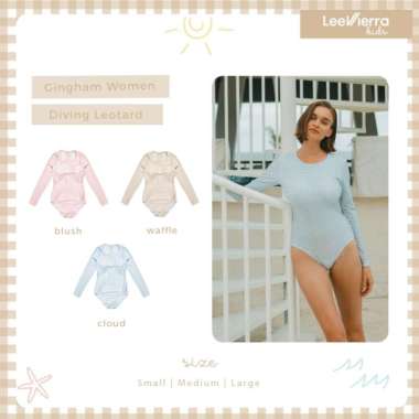 Gingham Women Diving, Baju Renang Wanita S Brown Waffle