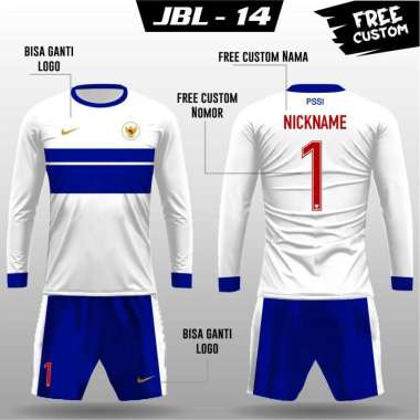 Setelan Jersey timnas indonesia kaos tim nasional bola garuda lengan panjang L BIRU