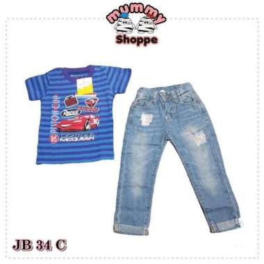 JB 34 C setelan jeans anak motif cars set jeans jumping beans size 18m