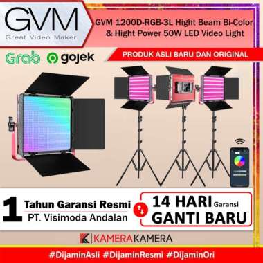 KameraKamera GVM 1200D-RGB-3L Hight Beam Bi-Color & Hight Power 50W LED Video Light Merah