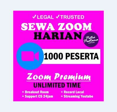 Jasa Layanan Sewa Zoom Meeting Harian sehari 1000 Perserta Partisipant Peserta Pro Buseness Bisnis - Upgrade Perpanjang Sewa akun 1 hari Zoom Meeting