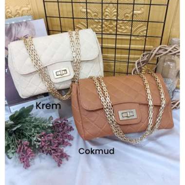 Arari Store - Syahrini Gold - Tas 2in1 Tas Bahu Tas Selempang Rantai Wanita Murah - Tas Sling Bag Sl