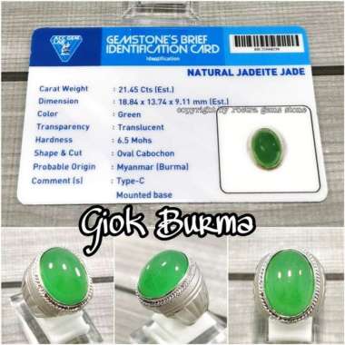 CINCIN BATU AKIK NATURAL GIOK BIRMA GREEN JADEITE JADE TYPE C lst 03