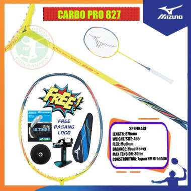 MIZUNO CARBO PRO 827 / CARBOPRO 827 / RAKET MIZUNO RAKET BADMINTON ORIGINAL PAKET 3