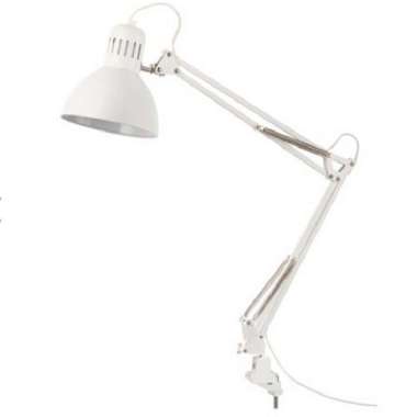 Kap Lampu Arsitek Meja Kerja Tekuk & Capit Praktis Original_Putih