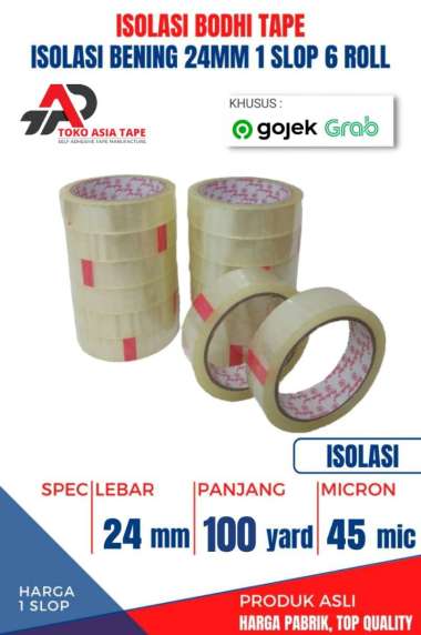 ISOLASI / SELOTIP BENING BODHI TAPE 24MM X 100YARD 1 SLOP 6 ROLL BENING
