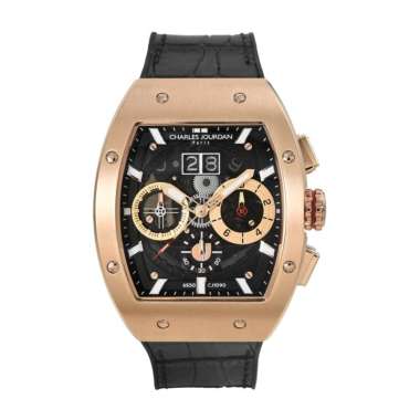 Charles Jourdan Ludis Sports Chronograph CJ 1090-C1548/1538 Original Garansi Resmi Black Rosegold