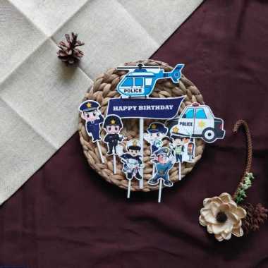Satu Set Cake Topper Hiasan Kue Ulang Tahun Karakter Polisi warna campur
