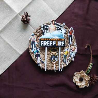 satu set cake topper hiasan kue ulang tahun karakter free fire FREE FIRE warna campur