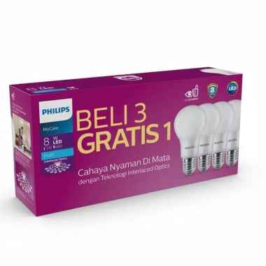 Lampu Led Philips 8w Putih Paket isi 4 Putih