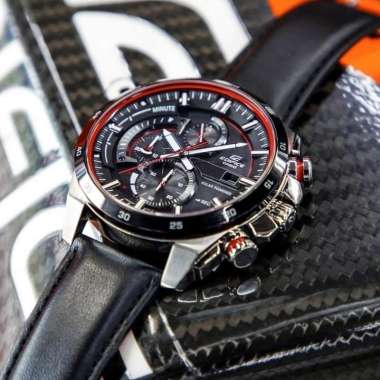 CASIO Edifice EQS-600BL-1A Tough Solar 3D Dial Leather Strap Original Jam Tangan Pria