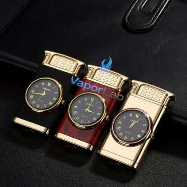 mancis korek api bara model jam watch lighter bisa isi ulang murah 2953 HITAMKASAR