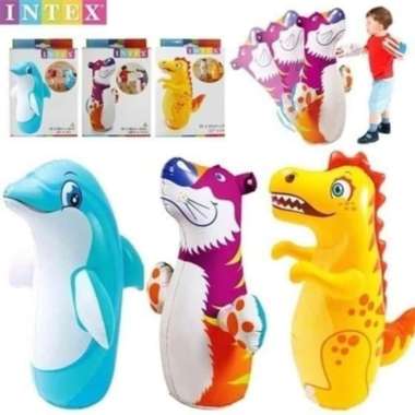 Mainan Angin Samsak - - Boneka Tinju - Balon Tinju Intex Motif Animal Multicolor